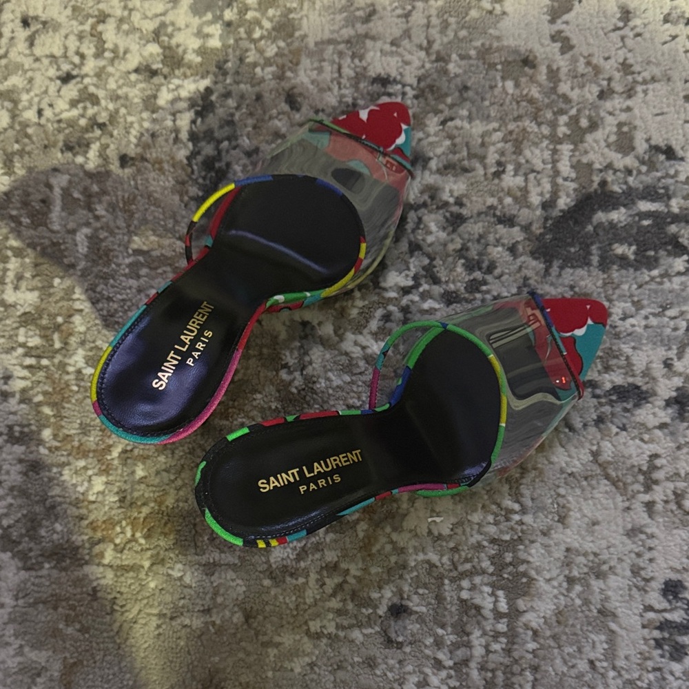Saint Laurent Multicolor Sandals with Black and Red Accents